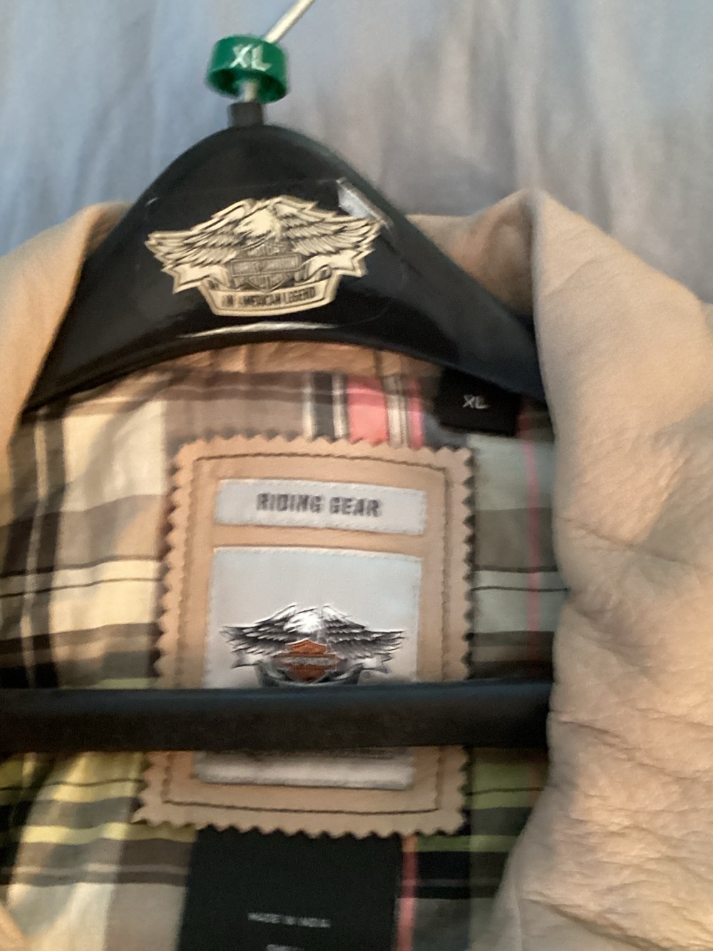 Women’s Harley-Davidson Beige Goatskin Plaid-Trim Riding Jacket
